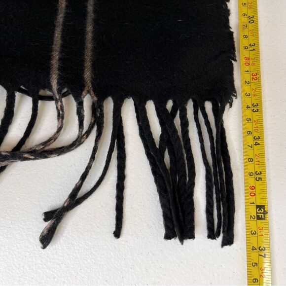 Hollister Black Tan Cream Plaid Fringed Blanket Scarf Unisex Academia Classic - Picture 7 of 8